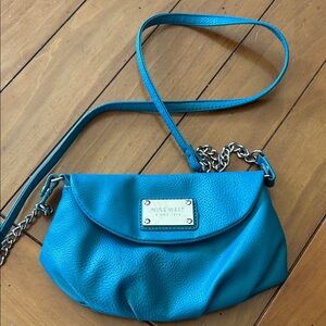 Nine West Turquoise Blue Crossbody Bag with Silver Hardware